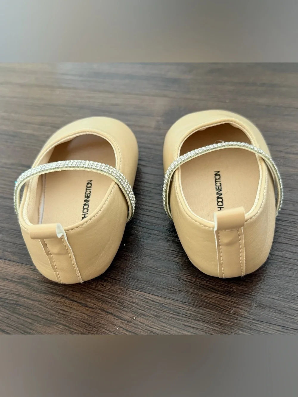 Kids Beige Mary Jane Shoes with Sparkle Strap